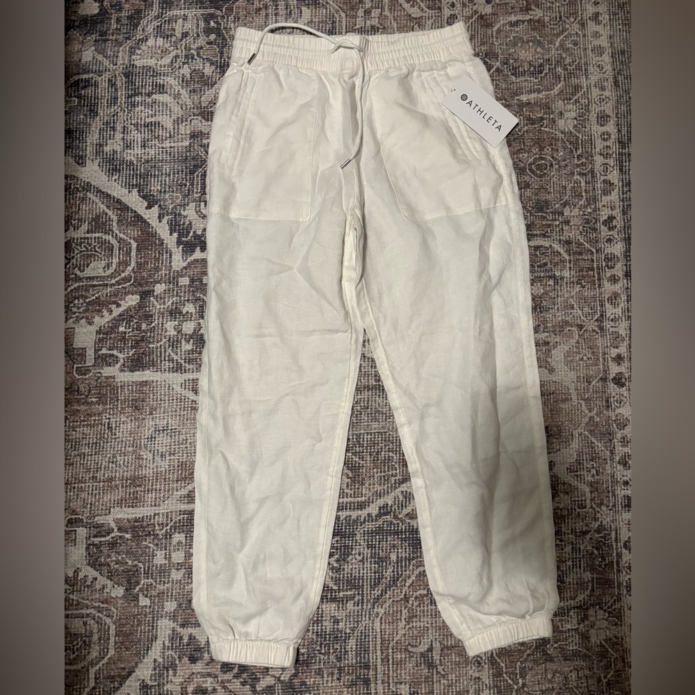 Athleta Women’s White Linen Joggers Sz S